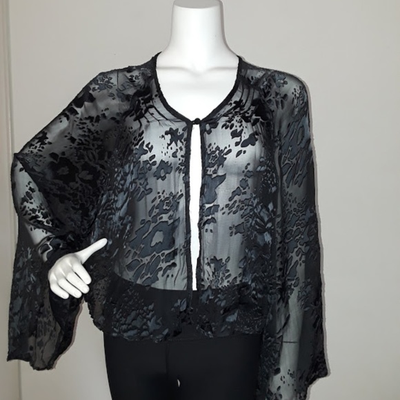 Winter Kate Tops - Winter Kate Roque Silk Burnout Cardigan Top